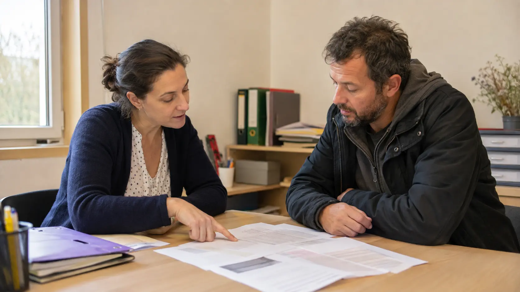 Bénévole accompagnant une personne dans ses démarches administratives