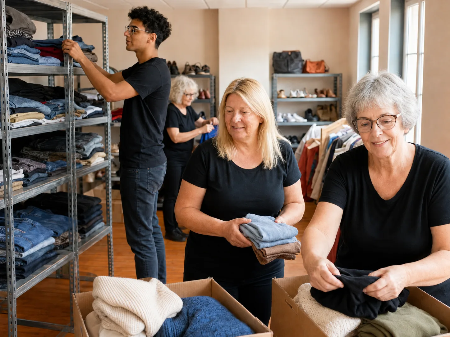 Bénévoles de La Vallée du Cœur dans le magasin solidaire