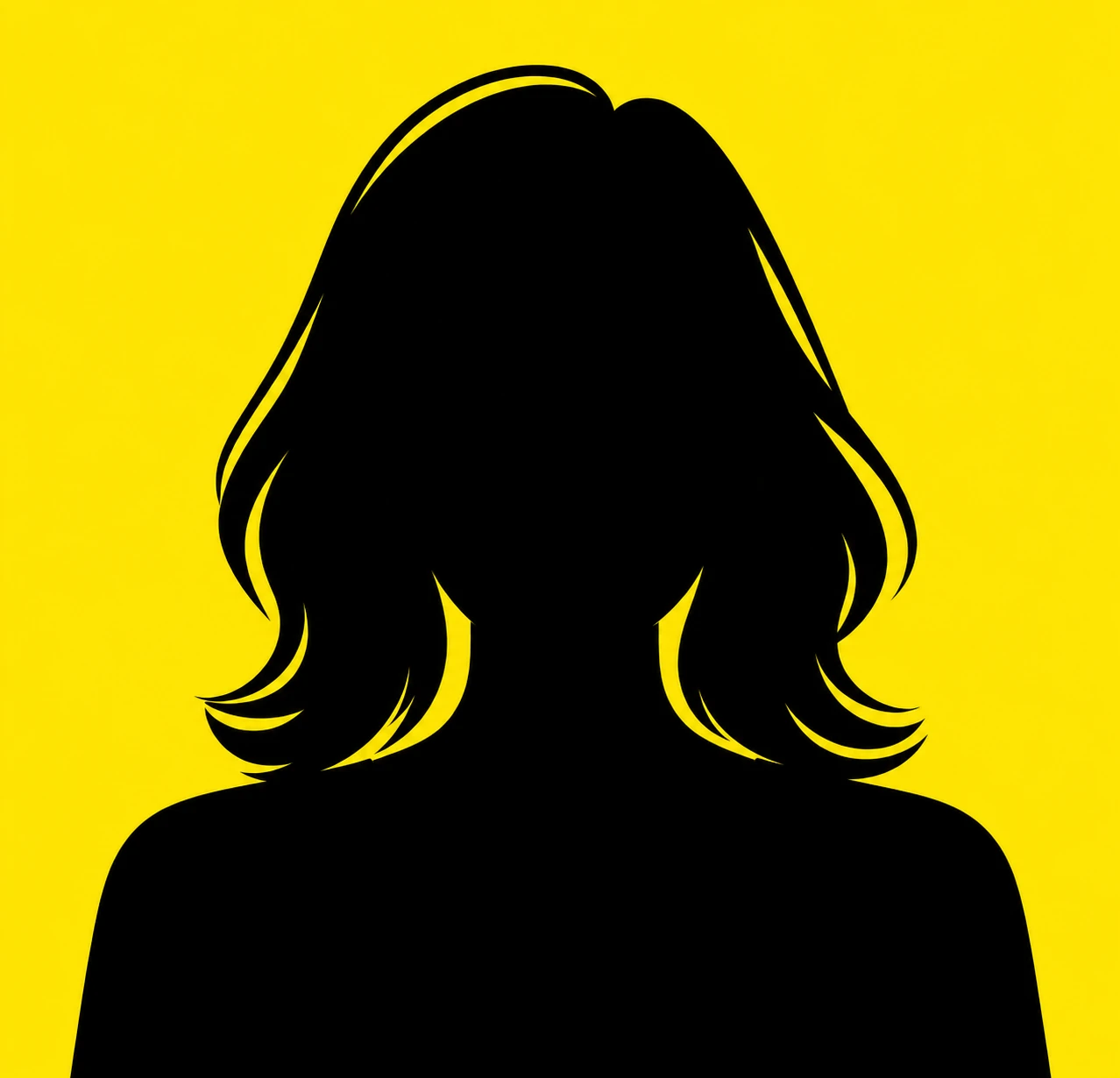 Silhouette femme sur fond jaune – La Vallée du Cœur